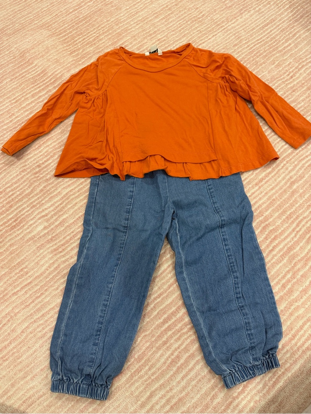 Habitual Kids Long-Sleeve Orange Top and Denim jogger